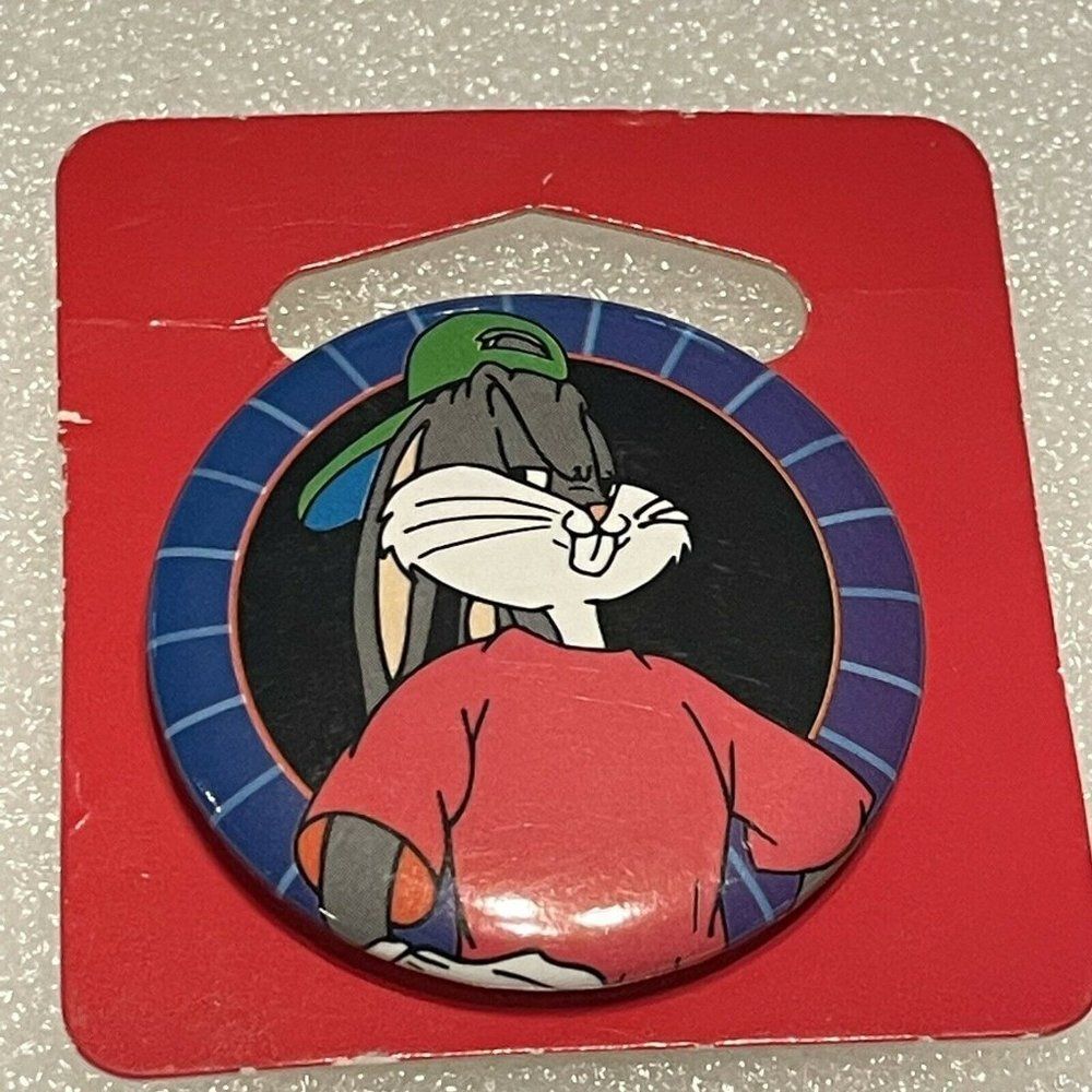 Vtg 1993 Bugs Bunny Promo Movie Pin Back Button Badge Mel Blanc Looney Tunes